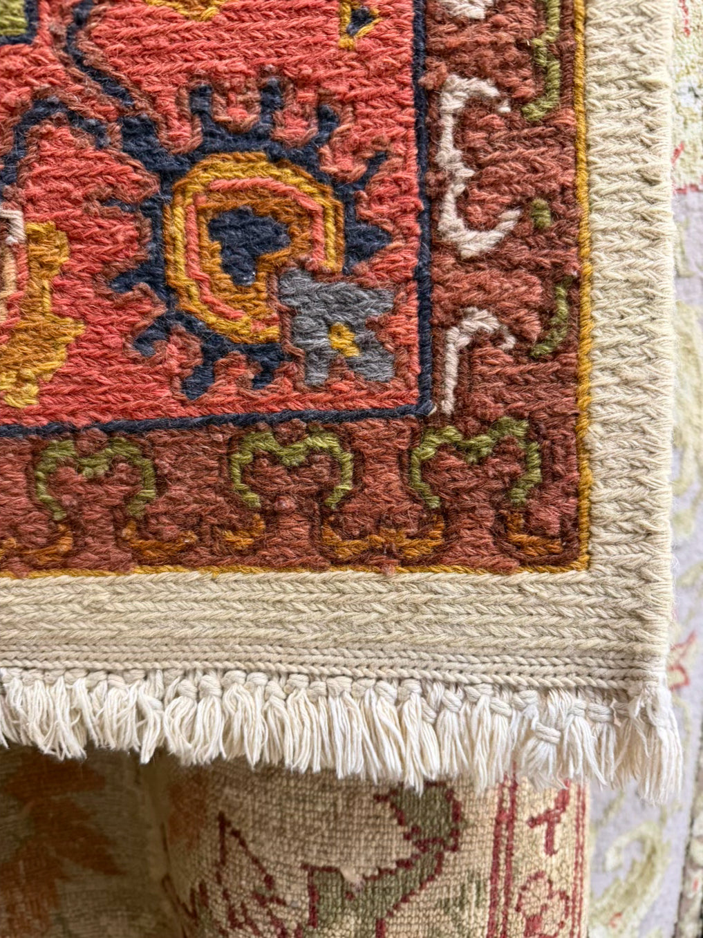Soumak Rust, Cream, Blue & Green Area Rug