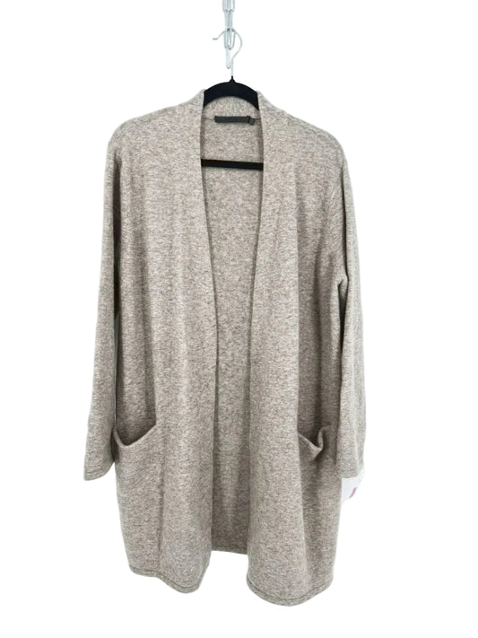 JENNI KAYNE Wmn's Size M Taupe Merino Wool & Yak Blend Open Front Cardigan