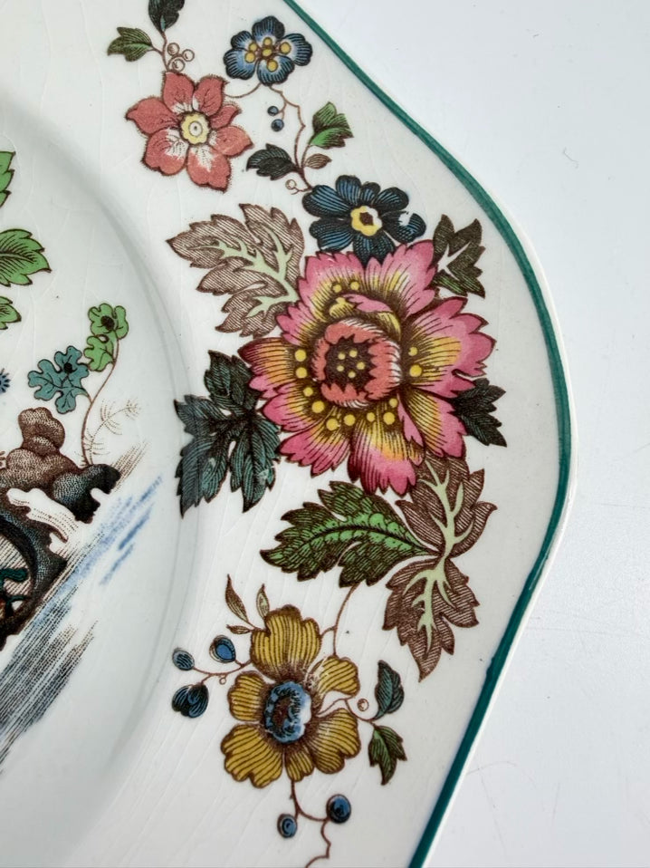 WEDGWOOD White, Rose & Green China Eastern Flowers Set Of 12 Dessert Plates