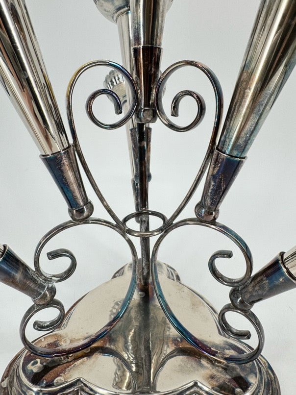 Silver Plate 6 Horn Epergne Vase