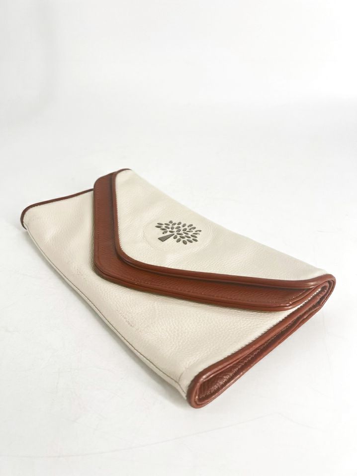 MULBERRY Cream & Brown Leather Clutch Bag