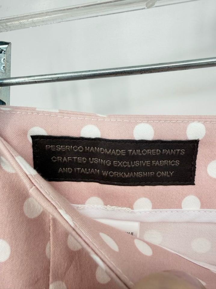 PESERICO Size 48 Blush Print Polka Dot Pants