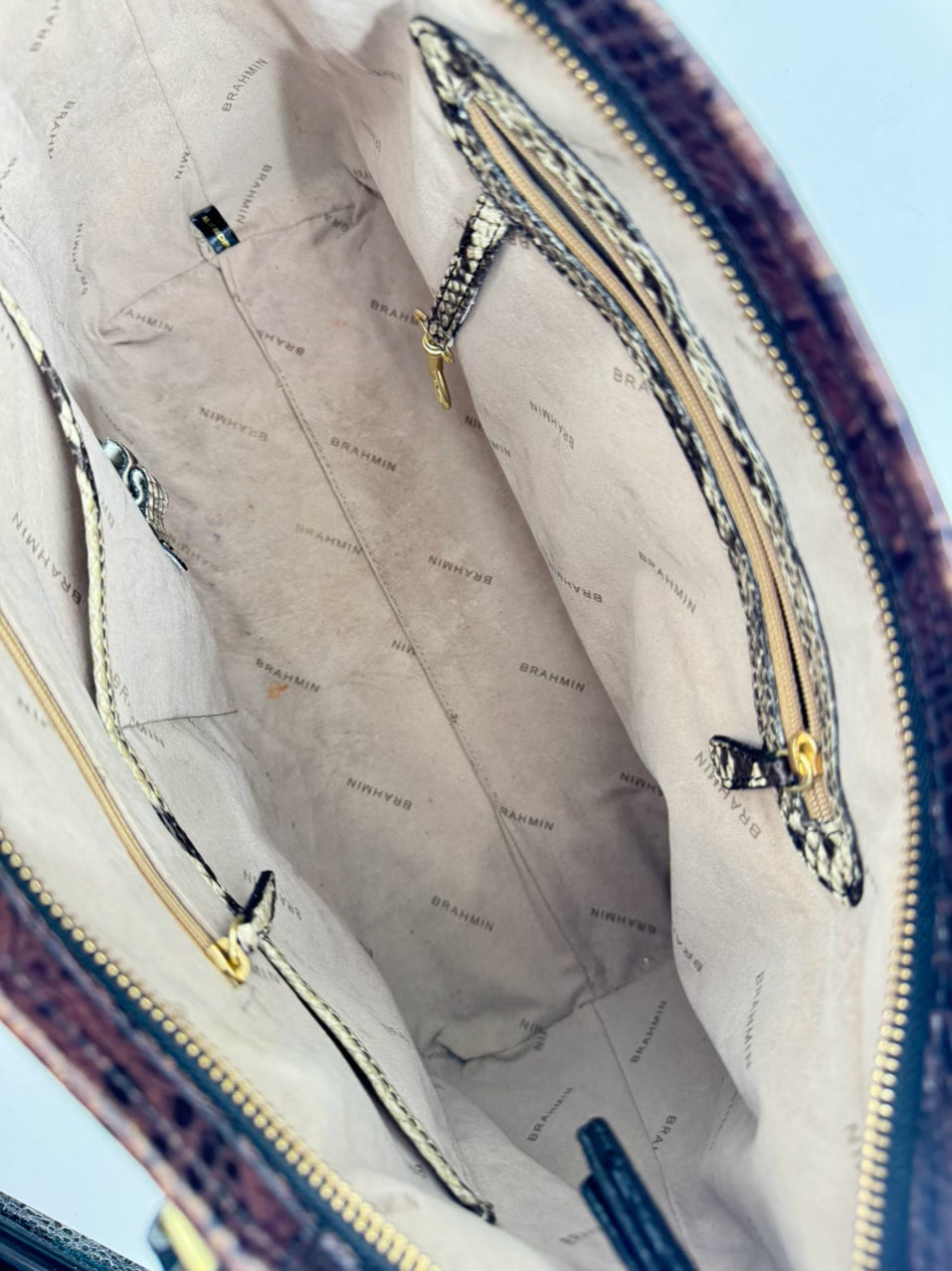 BRAHMIN Black & Brown Embossed Leather Purse