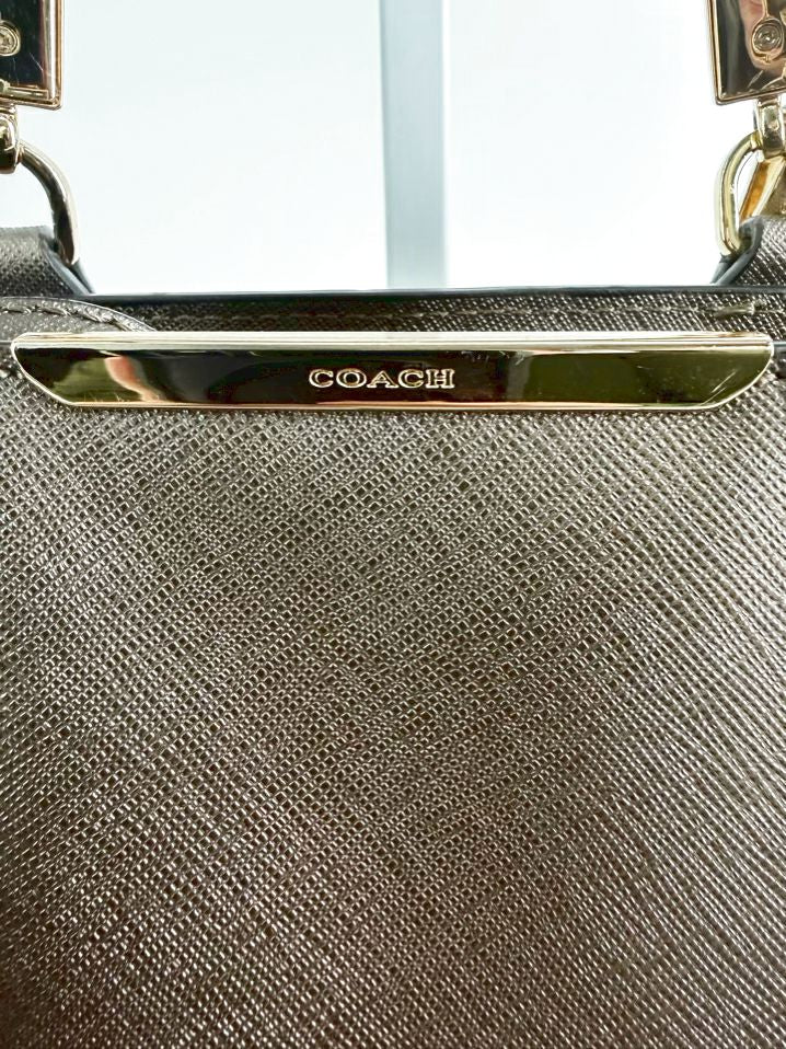 COACH Madison Metallic Bronze Saffiano Leather Mini Tote