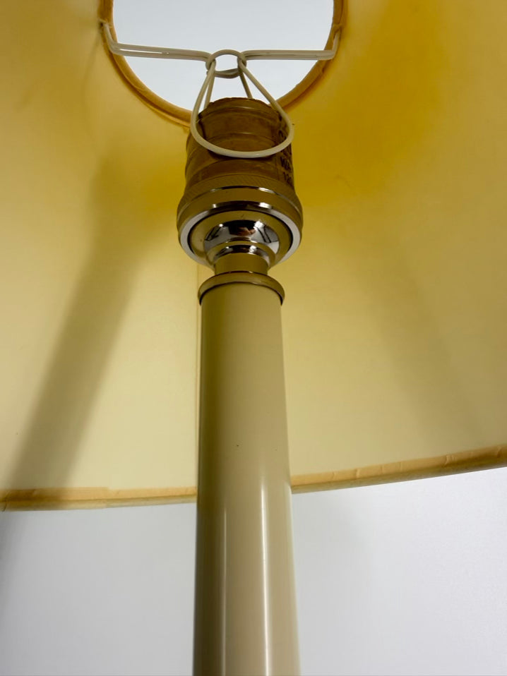 Clear Acrylic Pair Of Tall Candlestick Lamps w/ Shades