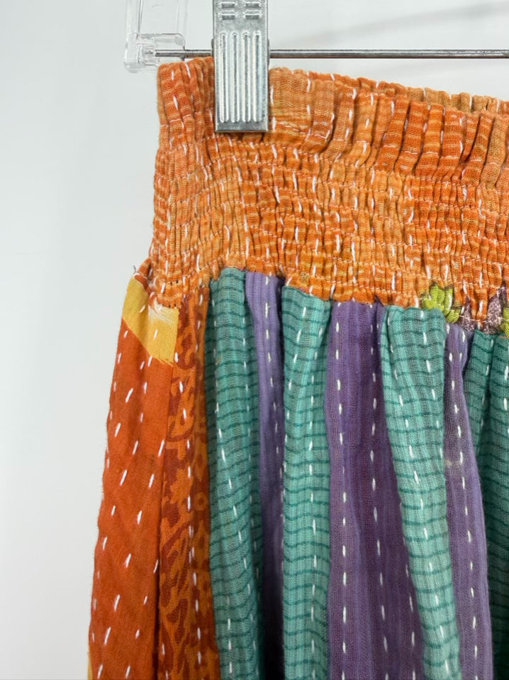 KANTHA BAE Size Wmn's Free Size Orange Print Maxi-Skirt