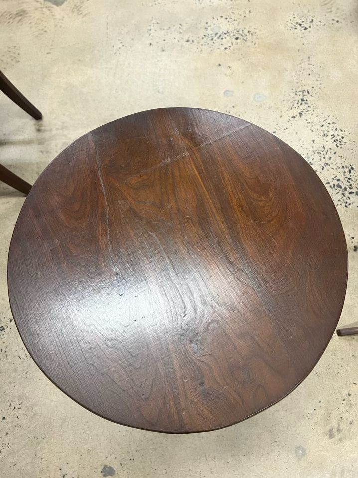 ANTIQUE Wood Round Occasional Table w/ Tripod Legs