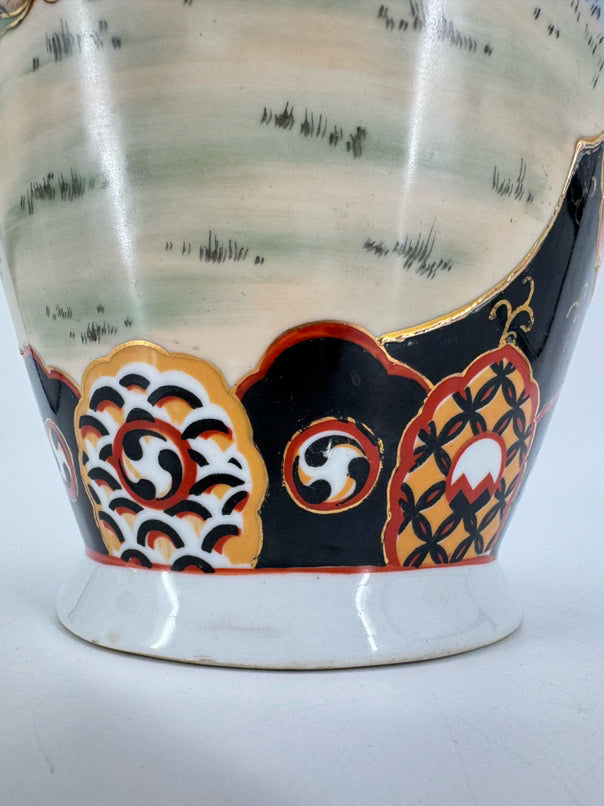 SATSUMA Navy, Rust & Gold Hand-Painted Porcelain Jar