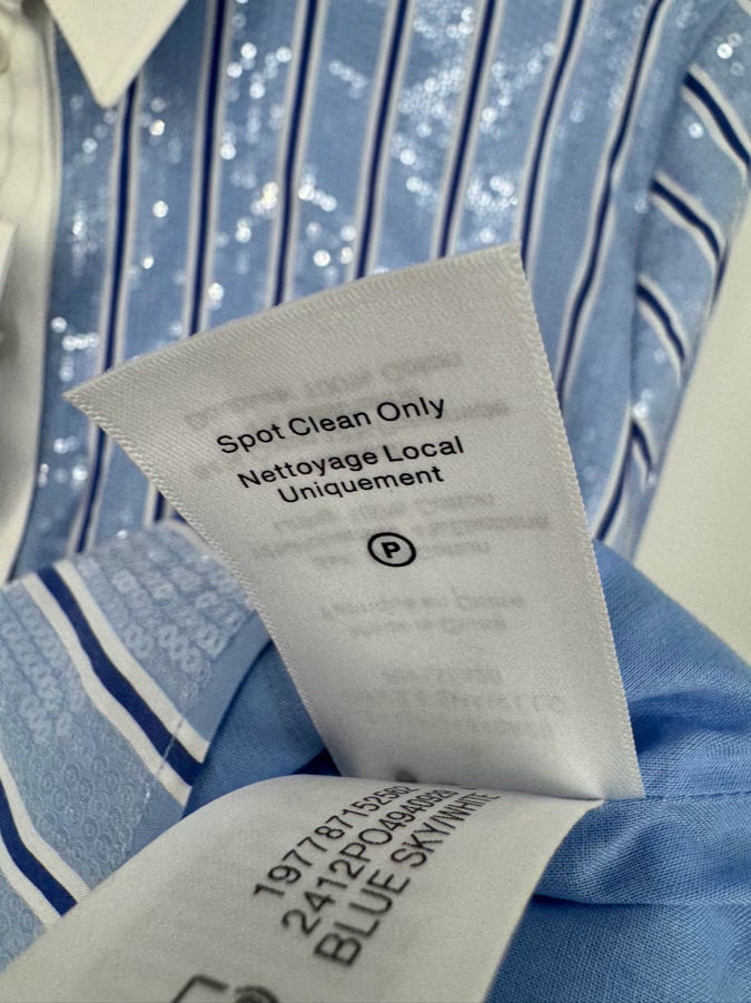 VERONICA BEARD Size 4 Blue & White Sequin Maia Top NWT