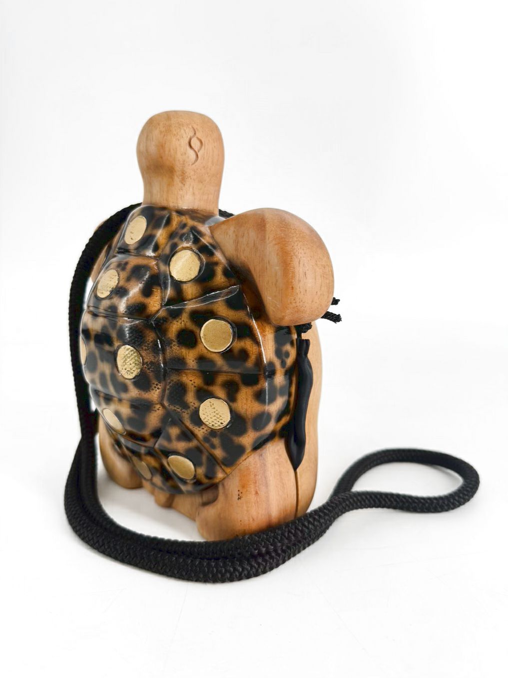 TIMMY WOODS Handmade Brown Wood Turtle Evening Bag