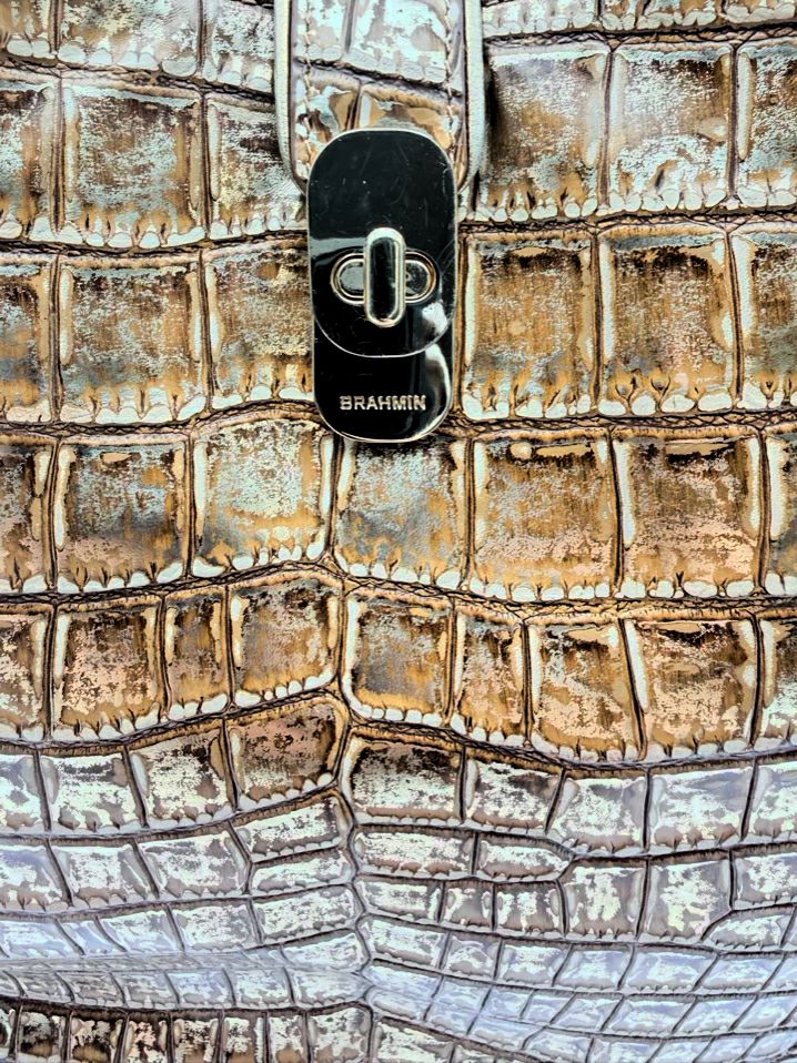 BRAHMIN Carla Leather Gold Embossed Tote