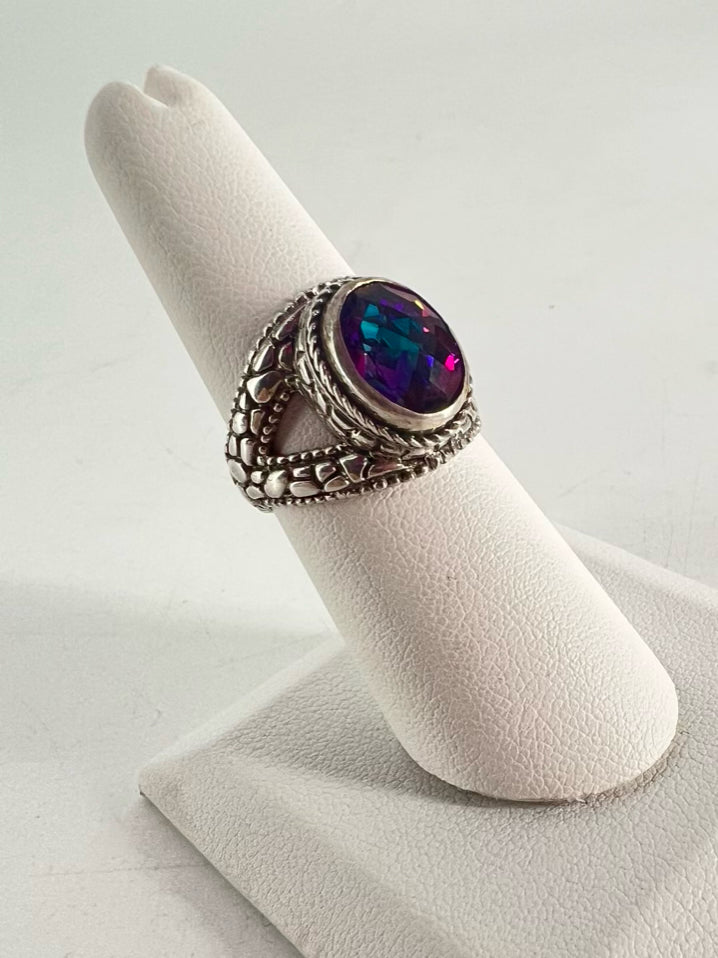 Sterling Silver Purple Stone Sarda Bali Ring