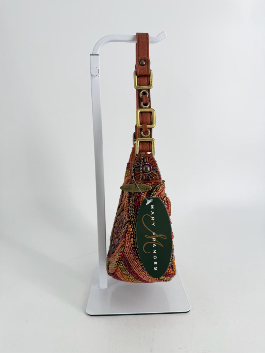 MARY FRANCES Orange Tandoori Spice Leather & Beaded Purse NWT
