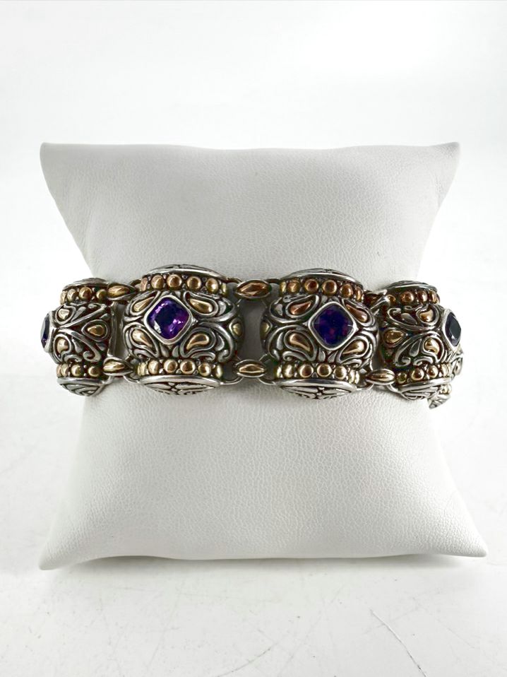 BENHAM STERLING SILVER & 18K Amethyst Bracelet