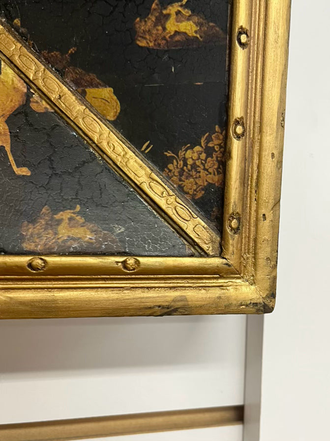 BLACK & GOLD Wood Elephant & Camel Design Mirror
