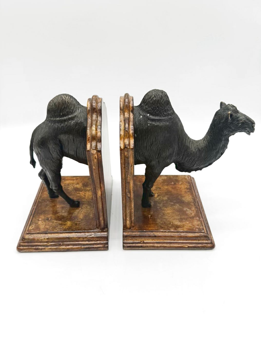 Wood & Metal Camel Pair Of Book Ends