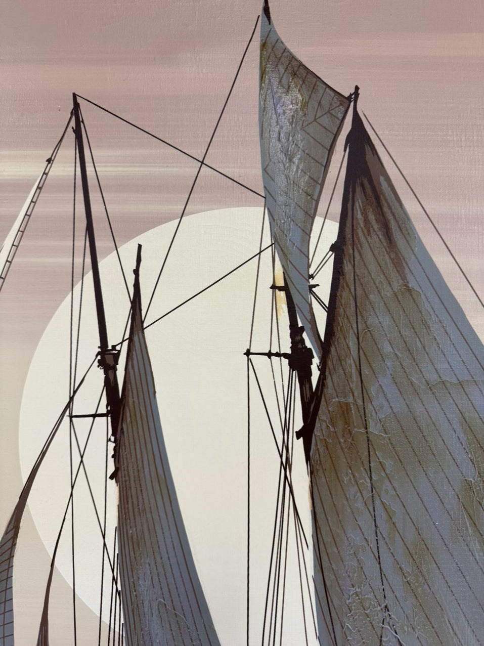 LETTERMAN Large Sailboat Painting in Wood Frame