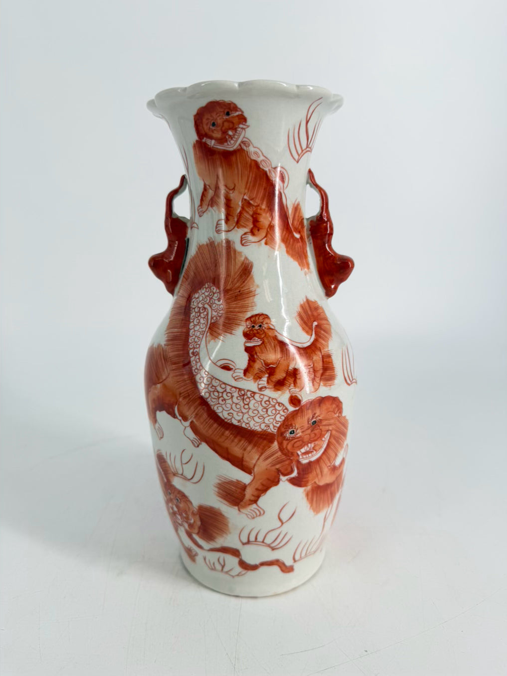 VINTAGE Rust & White Porcelain Vase