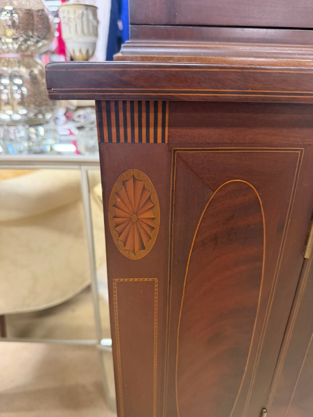 VINTAGE Dark Wood Cabinet w/ Glass Doors