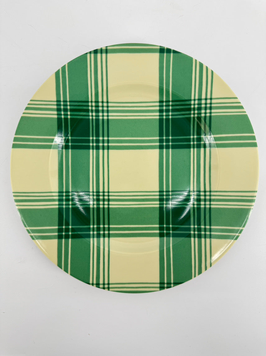 LIMOGES PATRICK FREY Green & White Porcelain Sorgues Set of 14 Dinner Plates