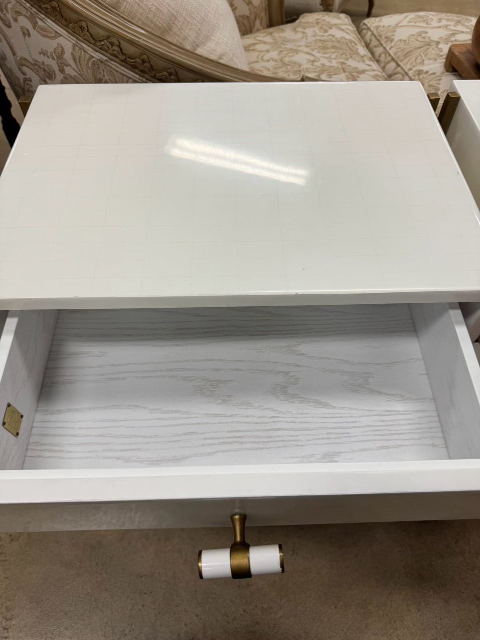 GABBY HOME White & Gold Handles Pair of End Tables