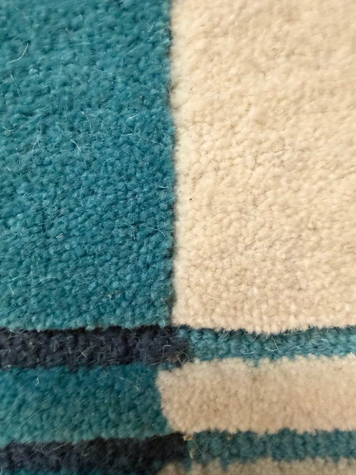 WEST ELM White, Teal, Gray & Green Geometric Area Rug