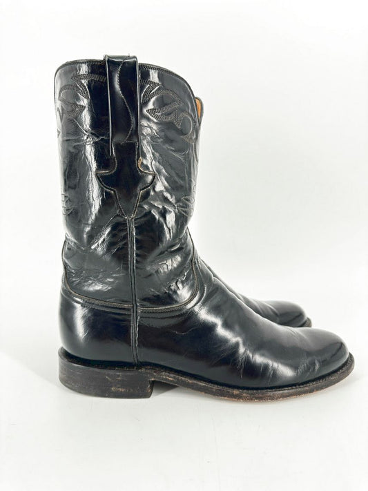 LUCCHESE Size 9 Black Leather Boots