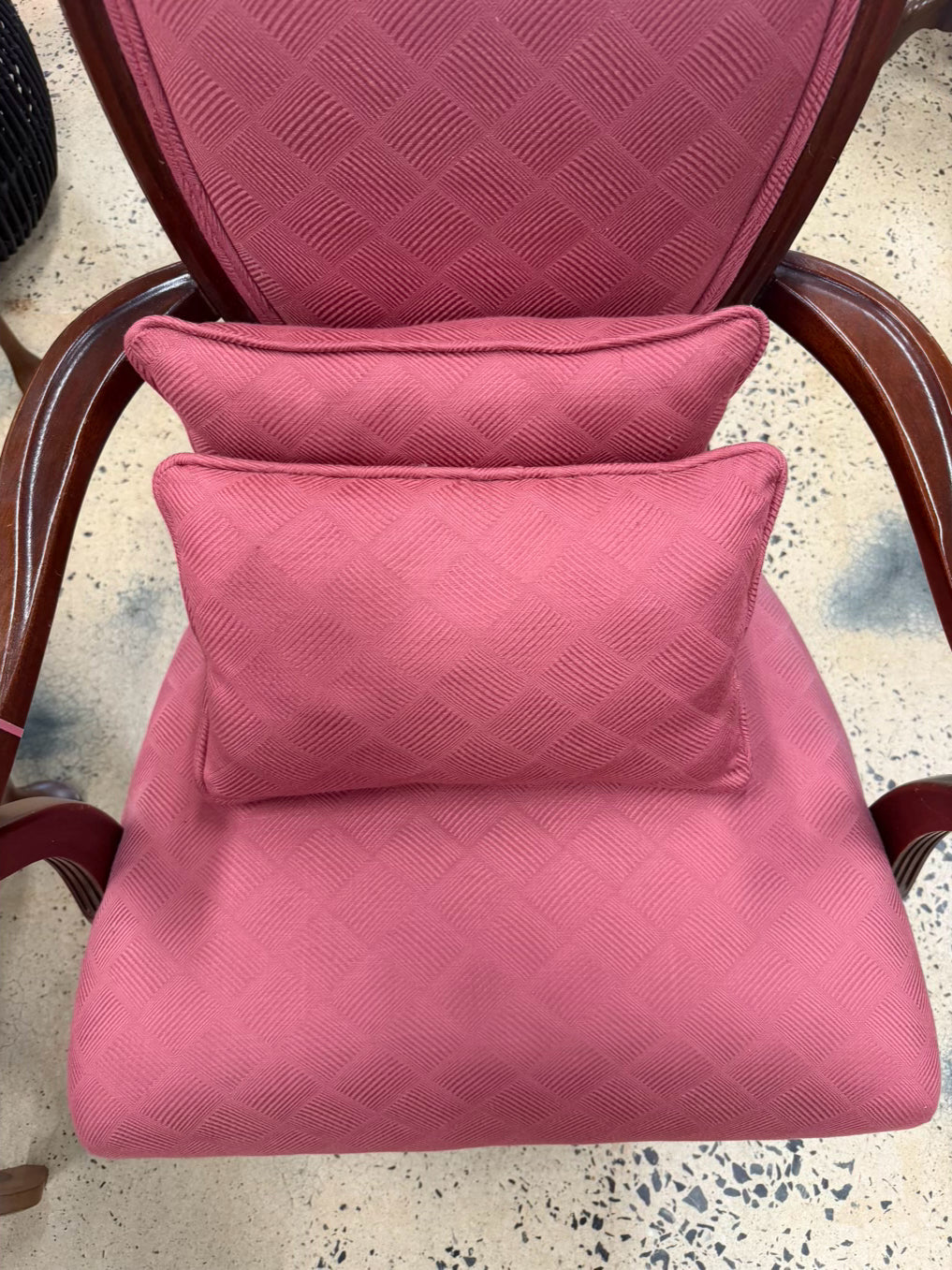 VINTAGE Wood Louis XVI Chair w/ Pink Fabric & 2 Pillows
