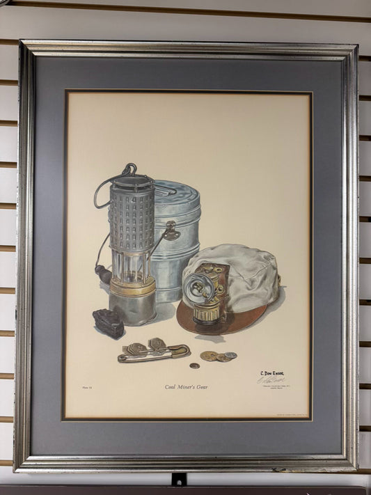 C. DON ENSOR "Coal Miners Gear" Print in Silver Frame