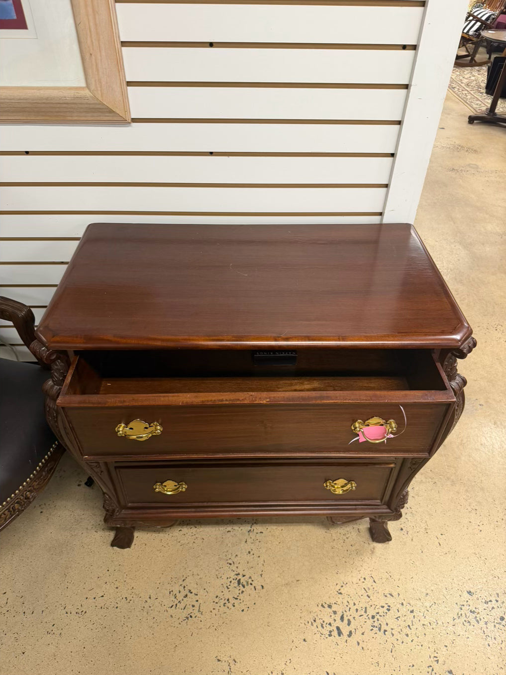 Ornate Dark Brown Wood 3 Drawer Chest