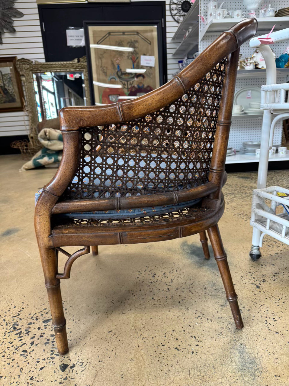 VINTAGE Cane & Bamboo Look Chair
