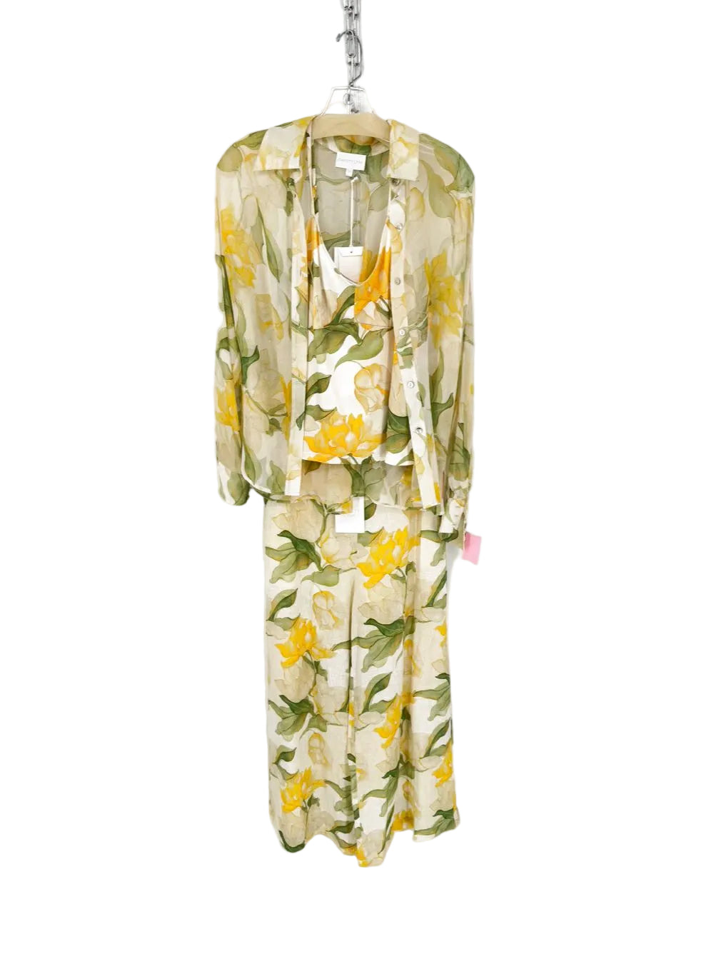 CHRISTY LYNN Size S Yellow & green Lace Watercolor Lily 3 Piece Suit Set