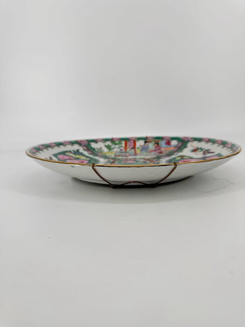 Pink & Green Rose Medallion Decorative Plate w/ Hanger