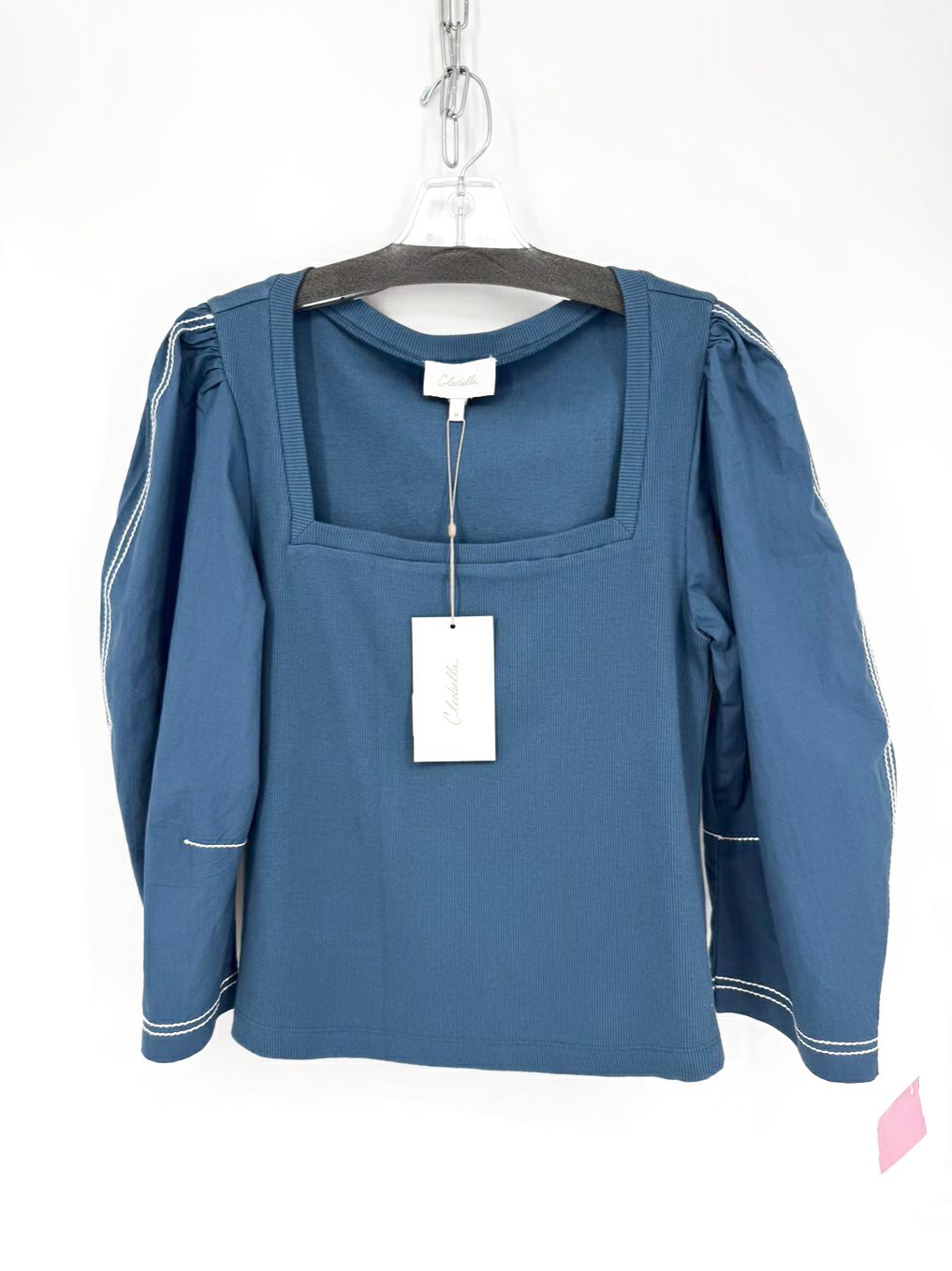 CLEOBELLA Wmn's Size M Blue Square Neck Long Sleeve Top NWT