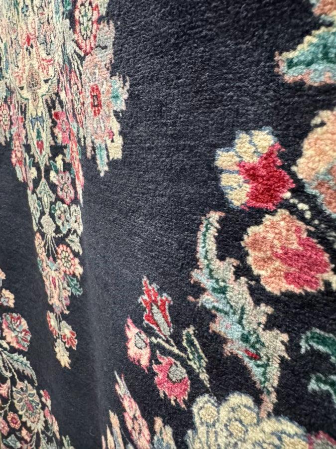 Black, Green & Pink Floral Oriental Area Rug