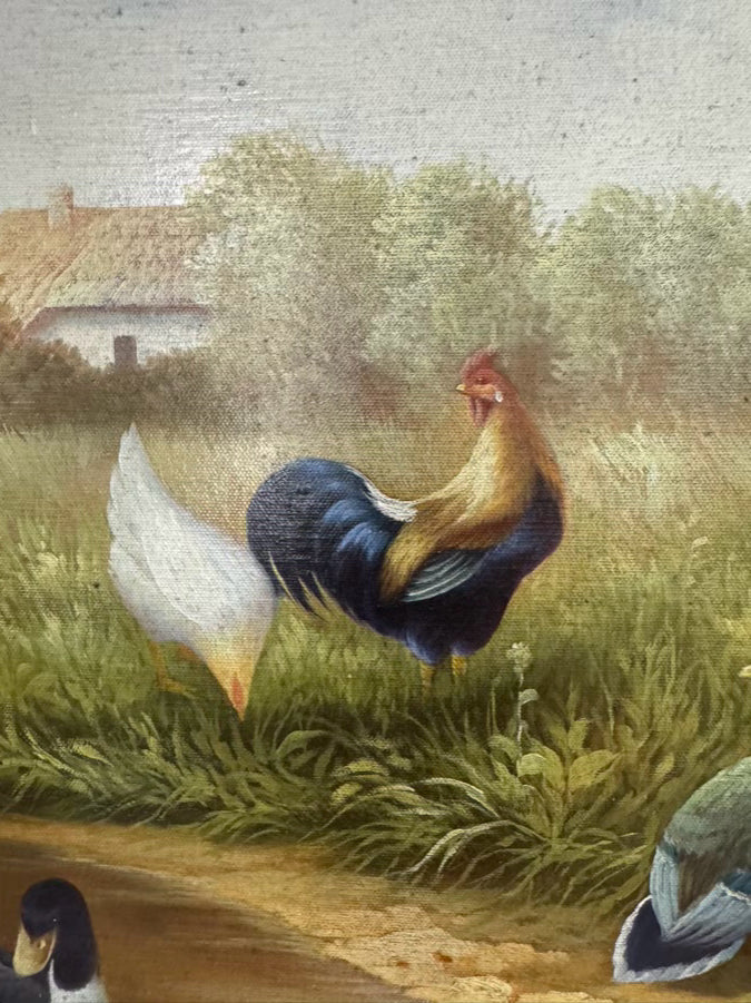 Farm Scene Painting in Ornate Gold Frame