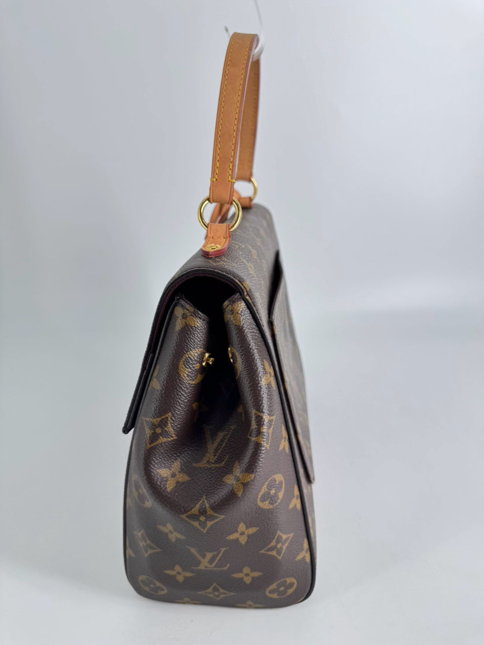 LOUIS VUITTON Brown Leather Monogram Logo Cluny Purse