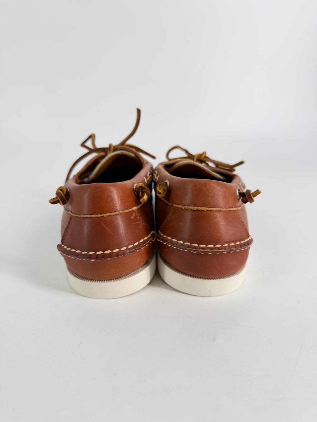 RALPH LAUREN Size 10 Cognac & White Leather Boat Shoes