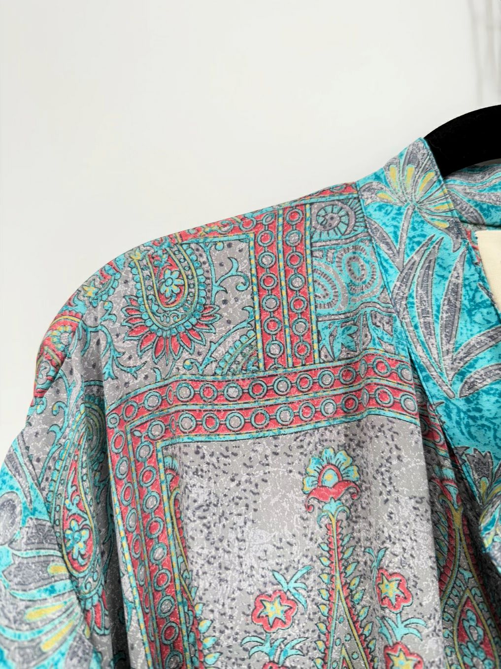 KANTHA BAE Size Wmn's Free Size Turquoise Belted Print Maxi-Dress