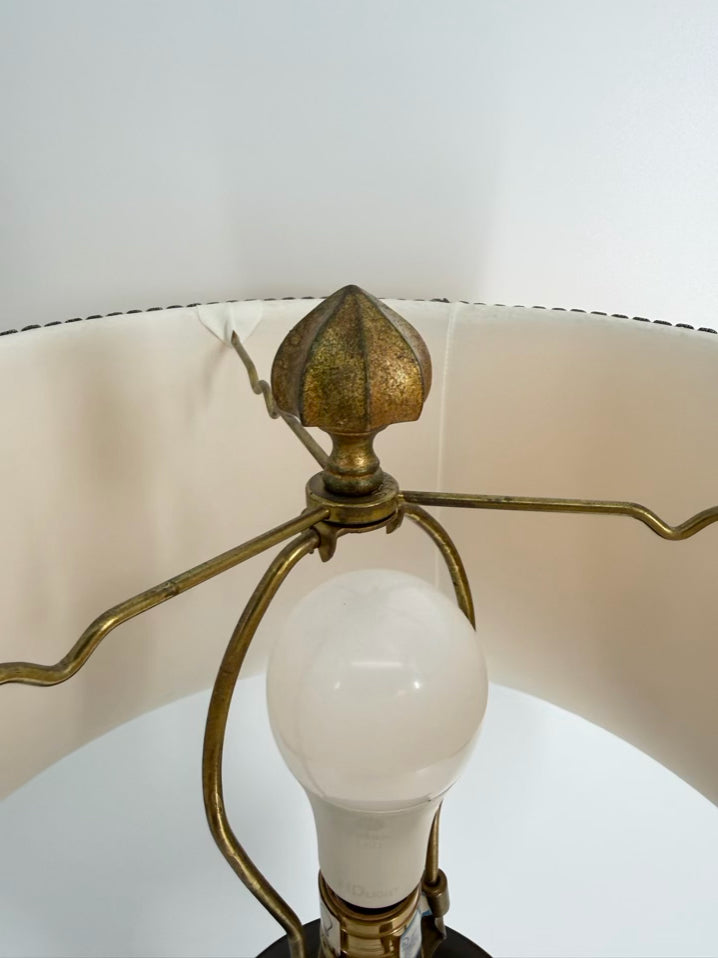 STONEGATE Bronze Metal Lamp w/ Fish Handle Detail & Shade