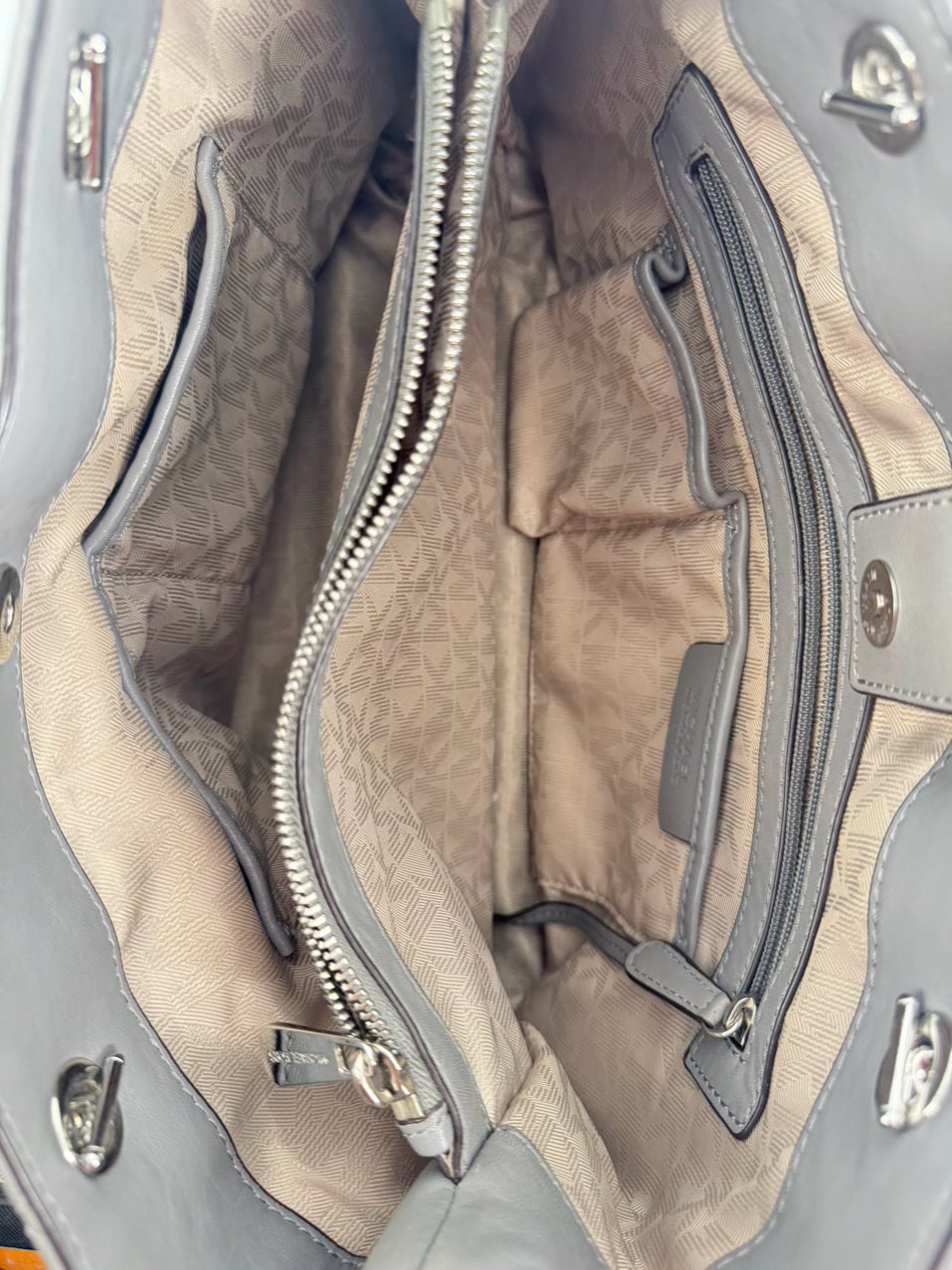 MICHAEL KORS Gray Quilted Leather Purse