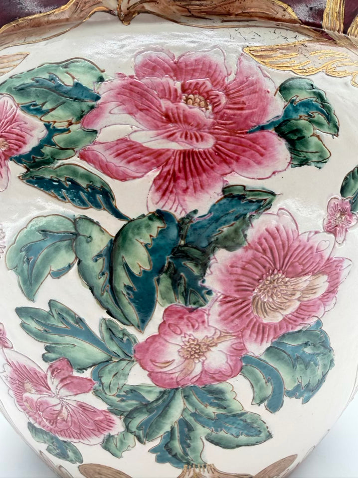 ANDREA BY SEDAK Pink, Cream & Green Porcelain Fish Bowl Planter
