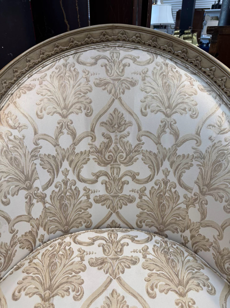 HENREDON Wood Cream Chair & Ottoman