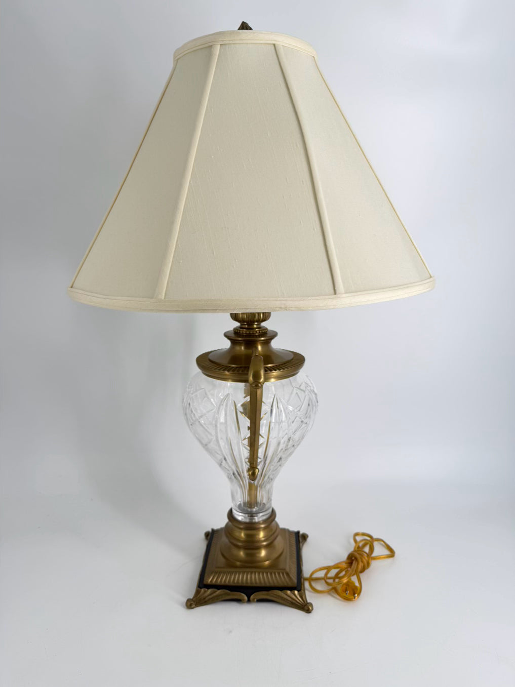 Brass & Crystal Urn Lamp w/ Shade