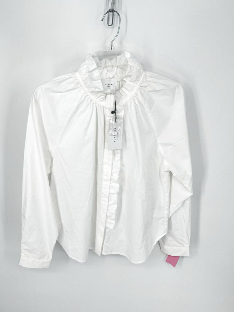 SUNDAYS by WEARESUNDAYS Size M White Ruffle Detail Blouse NWT