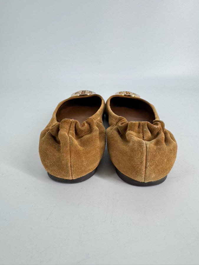 TORY BURCH Size 8 Chestnut Suede Flats