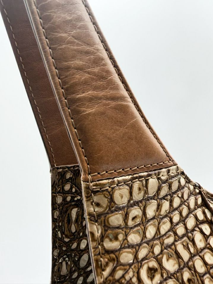 BRAHMIN Carla Leather Gold Embossed Tote