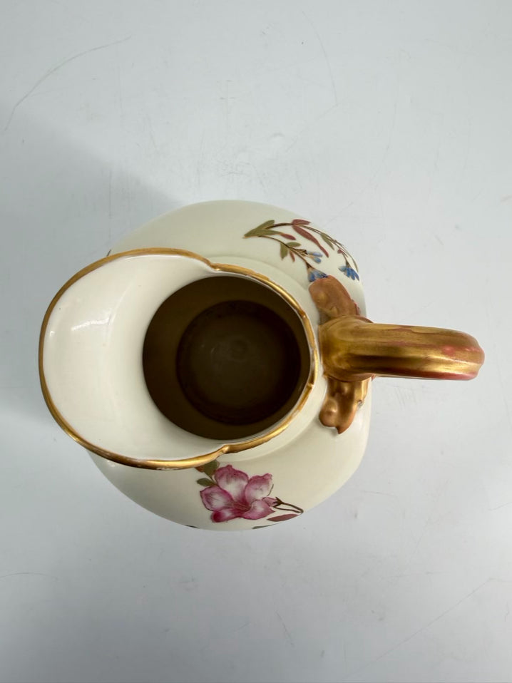 ROYAL WORCESTER Cream, Pink, Green & Yellow Flatback Pitcher