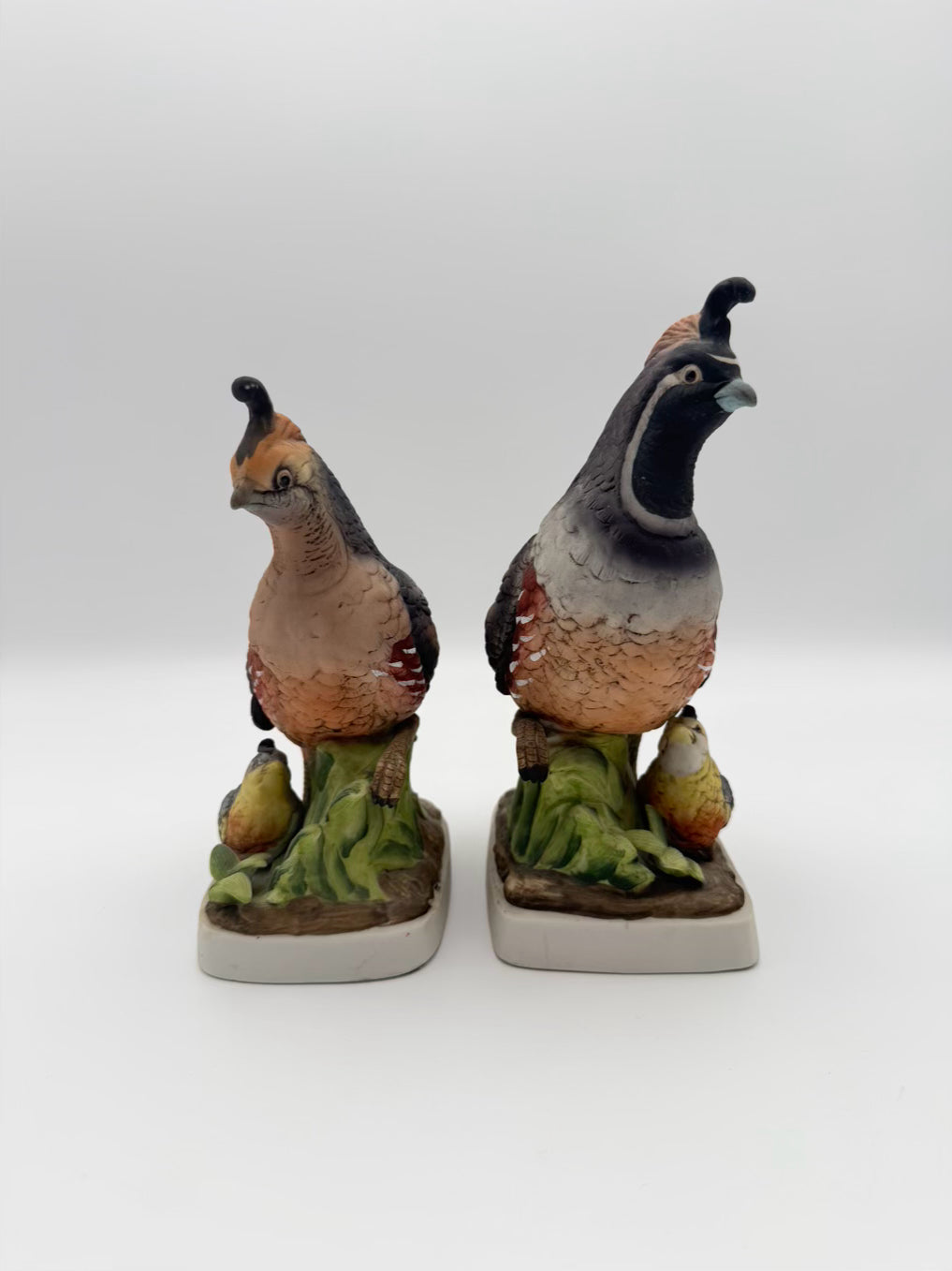 Gray/Green/Brown Porcelain California Quail Figurine