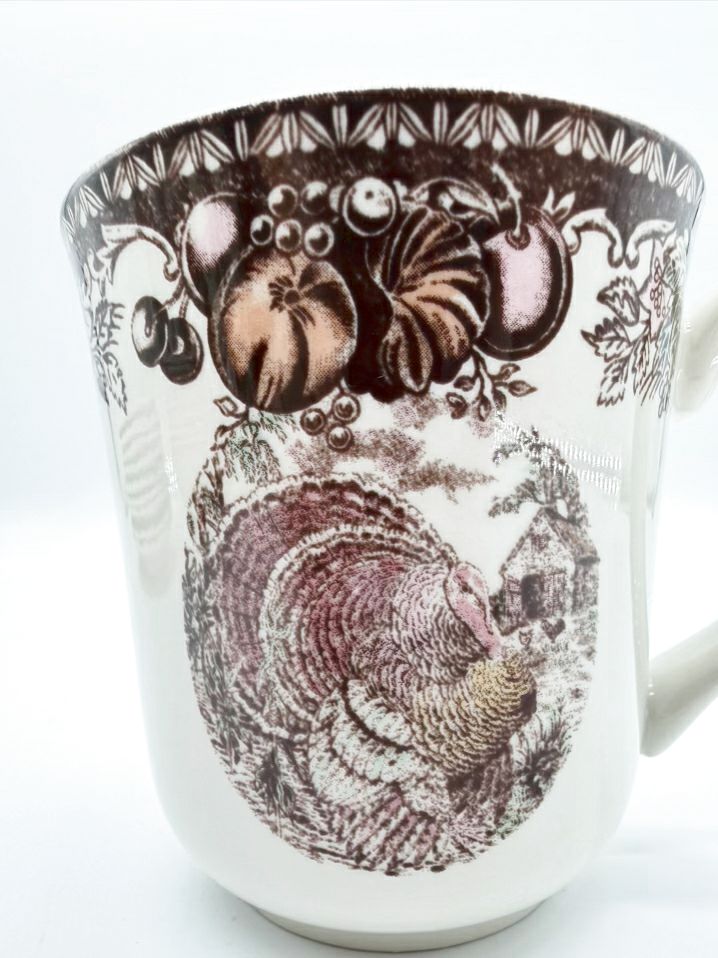 JOHNSON BROS. Brown & White Autumn Monarch Dinnerware Set Of 8 Mugs , Bowls, & Small Plates